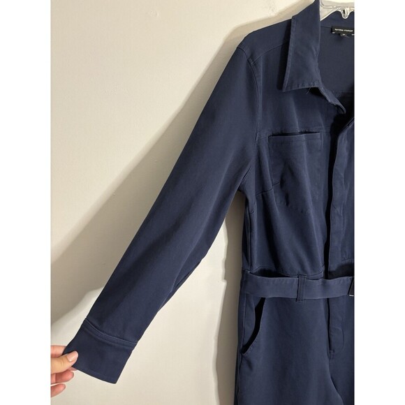 UNIVERSAL STANDARD Navy Belted Stretch Cotton Twill Jumpsuit Women XS/10-12 - Picture 10 of 16